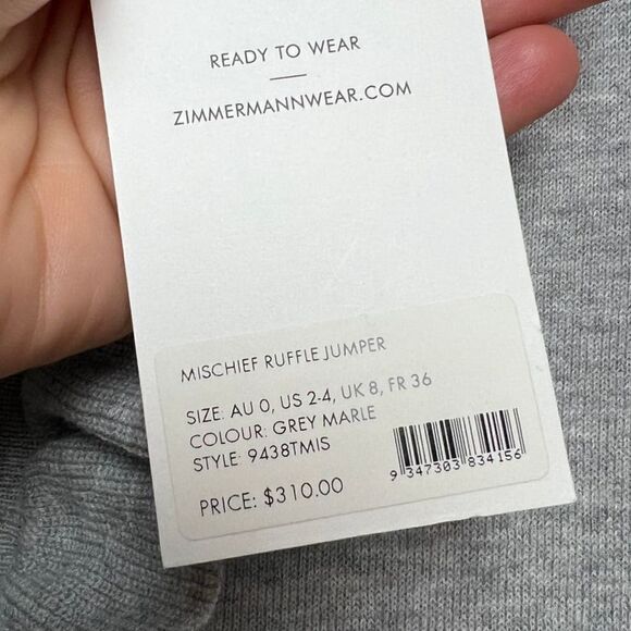 NWT Zimmermann Mischief Ruffle Jumper Sweater Sz. 0 (US 2-4) - Picture 6 of 10